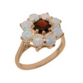 thumbnail image 1 of LBG British Made 14k Rose Gold Natural Garnet & Opal Womens Promise Ring - 33 size options - Size 4.5, 1 of 6