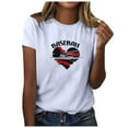 thumbnail image 2 of Meichang T-Shirts de Maman de Baseball Chemises pour Femmes T-Shirts Graphiques Amour de Maman de Baseball T-Shirts d'Été à Manches Courtes Col Ras du Cou T-Shirts Décontractés Amples Hauts Blanc P, 2 of 4