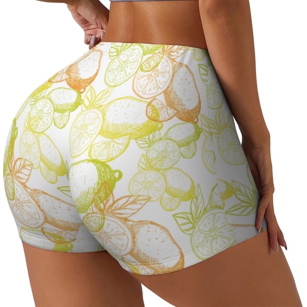 Fotbe Lemon Potatoes Shorts Sin Costuras – Shorts Deportivos de Cintura Alta para Mujer, Elásticos para Gimnasio, Yoga, Running o Ciclismo-Small