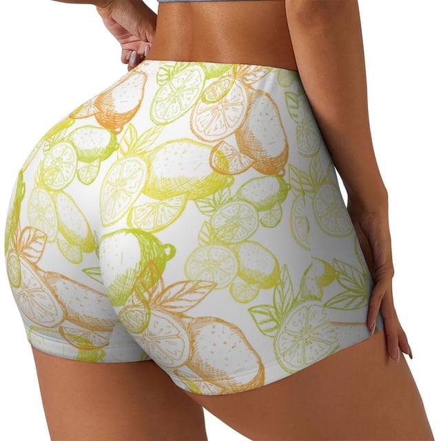 Fotbe Lemon Potatoes Shorts Sin Costuras – Shorts Deportivos de Cintura Alta para Mujer, Elásticos para Gimnasio, Yoga, Running o Ciclismo-X-Large
