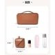 thumbnail image 3 of Travel Makeup Bag,Waterproof Portable Pouch Open Flat Toiletry Bag Make Up Organizer with Divider and Handle(Milky), 3 of 5