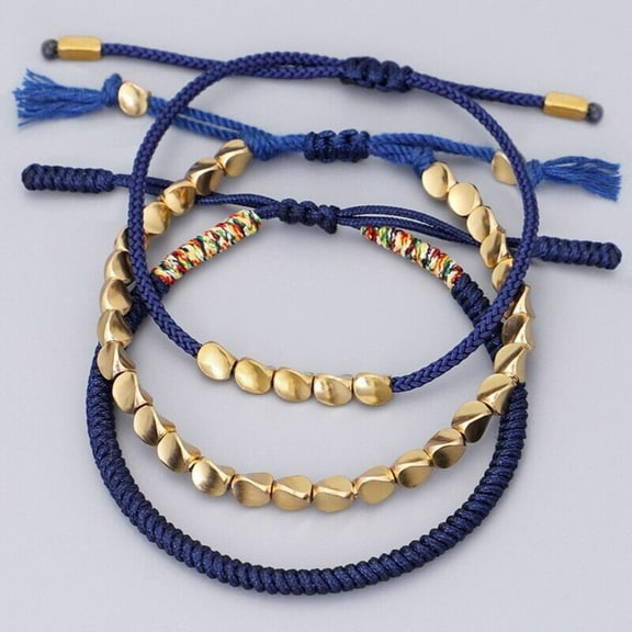 3Pcs Bundle Tibetan Buddhist Copper Beads Healing Protection Bracelets Women Men