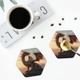 thumbnail image 4 of Honeii Sky Sunset Bronze Dragon print Leather Coaster Set of 4, ideal for safeguarding your furniture from drinks spills and effortless cleanup-Hexagon, 4 of 6