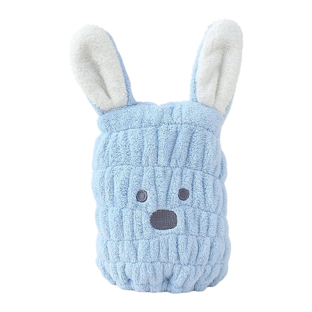 Blue Easter Bunny Shower Cap Hair Drying Cap For Kids Thickened Fast Drying Absorbent Bath Towel Polyester Blue