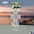 thumbnail image 4 of 2PCS 5-Tier Flower Stand, Elegant Wedding Flower Display Stand, Crystal Hanging Plant Display Stand for Home and Wedding Decor, Iron and Acrylic Design Standing Rack (Silver-Square Base), 4 of 16