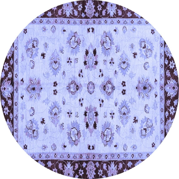 Ahgly Company Indoor Round Oriental Blue Traditional Area Rugs, 3' Round