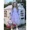 thumbnail image 3 of Lollipie Toddler Girl Tulle Purple Dress Puff Long Sleeves Tutu Dresses with Tie Belt for Princess Brithday Party 5-6 Years, 3 of 7