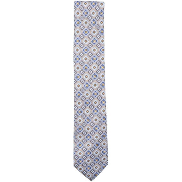 Altea Men's Coffee / Blue Brown White Ornate Diamond Design Necktie - One Size