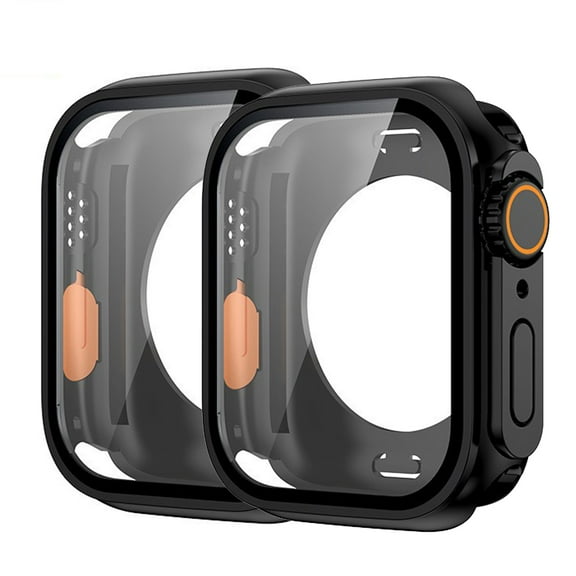 Dteck 2 Pack Case with Screen Protector for Apple Watch Series 10 46mm, Full Body Anti-Scratch PC Bumper Glass Screen Protective Cover,Black