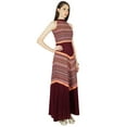 thumbnail image 2 of Phagun Robe d'Été Abstraite Imprimée Bordeaux Femme Décontractée Robe d'Été - Choisir Taille, 2 of 4