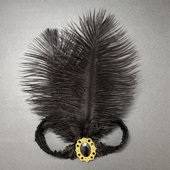 HuangHuanChen 1920s Flapper Headbands Women Roaring 20s Hair Flapper Headpiece Sparkling Sequin Head Band Elastic Vintage Rhinestone Headpieces for Carnivals Retro Parties Themed Events Black