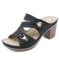 thumbnail image 4 of Women's Sandals Leather Platform Sandal Summer Thick Sole High Heels Ladies Sandal Summer Shoes for Women, 4 of 7