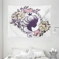 thumbnail image 1 of Queen Tapestry, Young Princess Portrait Silhouette in Floral Frame Feminine Noble Woman, Wall Hanging for Bedroom Living Room Dorm Decor, 80W X 60L Inches, Coral Sand Brown Black, by Ambesonne, 1 of 2