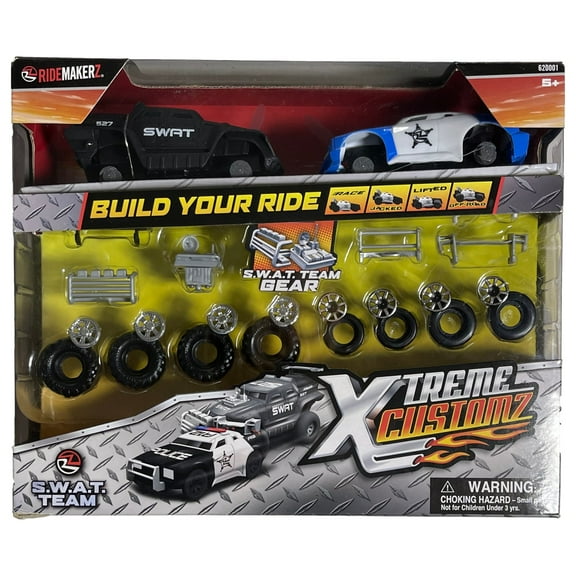 Ride Maker Xtreme Customz Build 2 Cars Set Police Car & Swat Vehicle Mix n Match