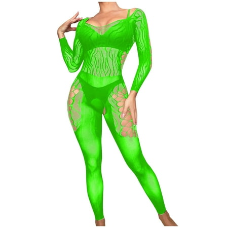 Leakproof Ladies Underwear Womens Silk Stockings Lace Jacquard Mesh Stockings Hanging Neck Lace Lace Long Sleeved Silk Stockings Fun Lingerie Sexy Underwear for Women(Size:One Size)