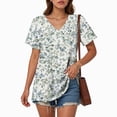 thumbnail image 5 of TOWMUS V-Neck T-shirts for Women Petal Sleeve Tunic Tops Summer Casual Womens Shirts, 5 of 6
