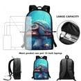 thumbnail image 4 of Yuyamidu Sea Turtle Backpack with Lunch Bag Set of 4 Mushroom Bookbag for Girls with Lunch Box Boyg Bookbag for Kids Middle School Book Bag Lunch Tote Pencil Case Water Bottle Bag, Blue, 4 of 7