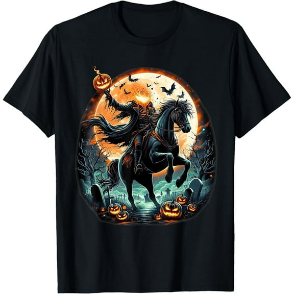 Pumpkin Headless Horseman Scary Halloween Tee T-Shirt