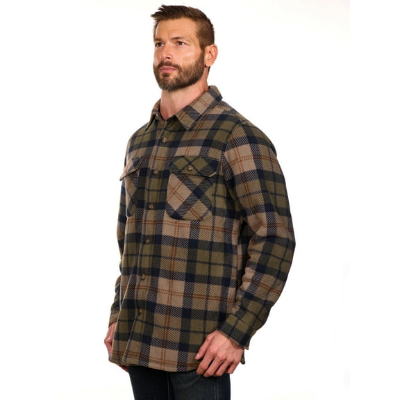 Bass Creek Outfitters Men's Plaid Bonded Winter Fleece Shirt Jacket, Sizes M-2XL