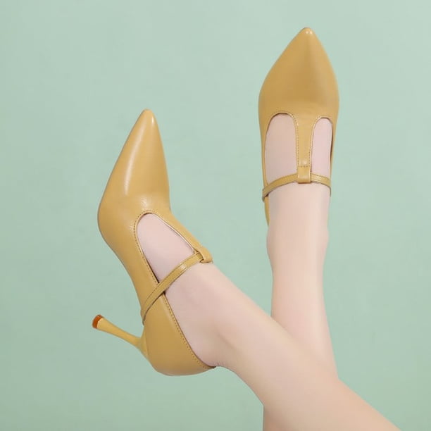 Zapatos de tacón alto Mujer Moda Roma Primavera Verano Clásicos Punta estrecha Stiletto Hebilla Sandalias Elegante Carrera Dama Sólido Pumps34 Gao Jinjia LED