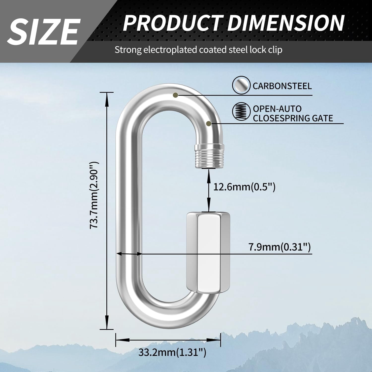 3-inch stainless steel chain quick connect扣- 10 pieces装 5/16 inch lock tight safety扣, chain hook, twist key ring spiral chain扣, 1535-pound weight capacity
