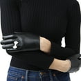 thumbnail image 7 of Tickled Pink Women's Black Petite Bow Leather Gloves, 7 of 7