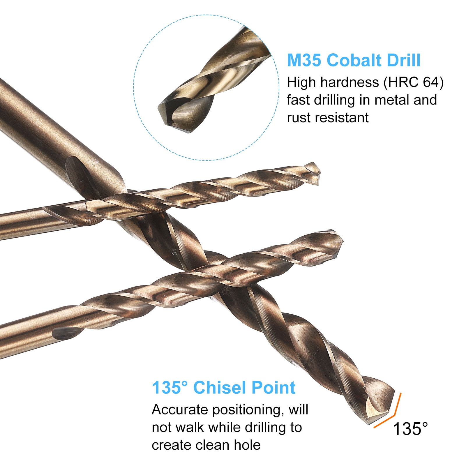 15pcs M35 Cobalt Drill Bit Set 4.6mm Cobalt High-Speed Steel