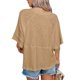 thumbnail image 2 of Mujer Verano Top Cuello Redondo Mangas 3/4 Campana Suelta Color Puro Camiseta Casual Caqui XXL, 2 of 6