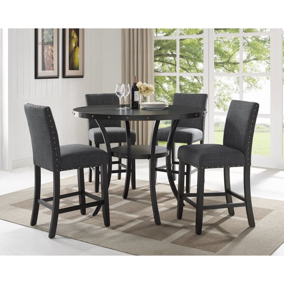 Newboti Furniture Biony Gray Fabric Counter Height Stools with Nailhead Trim, Set of 2 BN.9006