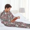 thumbnail image 6 of Salouo Rose Flowers Print Button-Front Long Sleeve Pajama Set for Men, Soft 2Pjs Men's Long Sleeve Sleepwear-X-Large, 6 of 7