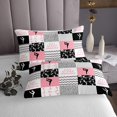 thumbnail image 3 of Erosebridal Gymnastics Dancing Coverlet Set King, Patchwork Bedding Set, Geometric Checkered Decor, 3pcs, 3 of 5