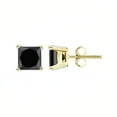 thumbnail image 3 of Bonjour Jewelers 18k Yellow Gold 2 Pair Created Black Sapphire 4mm Round & Princess Cut Stud Earrings Plated, 3 of 3