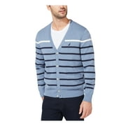 NAUTICA Mens Aqua Striped Long Sleeve Classic Fit Button Down Cotton Cardigan Sweater M