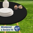 thumbnail image 4 of decorUhome Round Stretch Spandex Tablecloth, Washable Reusable Table Cover for 45"-56" Tables, Waterproof Fitted Table Cloth for Party, Picnic, Black, 4 of 10