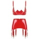 thumbnail image 4 of Conjunto de lencería Sexy de charol para mujer, sujetador con copa abierta en el pecho, sujetador con aros y muesca en V, Tops con Clips de Metal, ligas, ropa para discoteca, 4 of 4