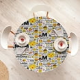 thumbnail image 4 of Ambesonne Mother's Day Fitted Round Tablecloth, Love Letterings Faces, 40"- 44" Diameter, Mustard White Black, 4 of 5