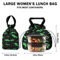 thumbnail image 5 of Black Halloween Bats with Green Drawstring Lunch Bag Women - Drawstring Lunch Bag Insulated for Work Office - Stain-Resistant Large Lunchbags for Women with Multi-Pockets, 5 of 6