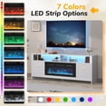 thumbnail image 3 of 70” Fireplace TV Stand with 36” Electric Fireplace, Electric Fireplace TV Stand for Living Room with LED Lights, Modern TV Console Cabinet & Media Entertainment Center with Fireplace (White), 3 of 7