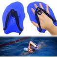 thumbnail image 1 of 1 Pair Swimming Hand Paddle Swimming Hydrodynamic Design Silicone Swimming Training Aid Paddle, Blue, 1 of 5