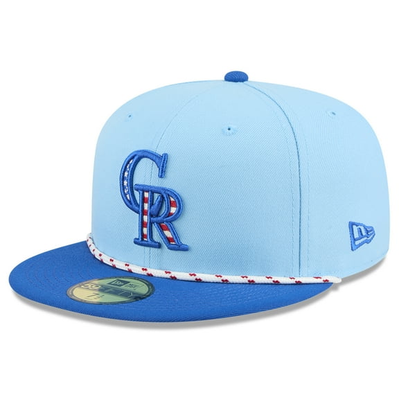 Men's New Era Light Blue/Blue Colorado Rockies 2025 Fourth of July 59FIFTY Fitted Hat