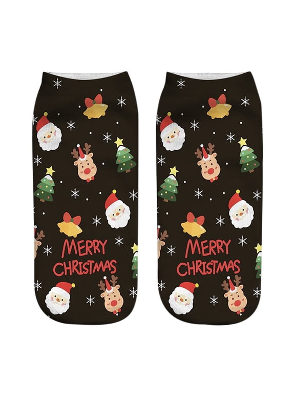 Christmas 3D Print Ankle Socks for Women Men - Low Cut Casual Holiday Socks, Soft Stretch Short Socks for Everyday Wear, Fun Novelty Stocking Stuffers for Xmas Gifts Multicolor
