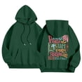 thumbnail image 5 of NinXxx Women's Letter Print Hoodie Drawstring Pocket Pullover Everyday Dark Green M, 5 of 7