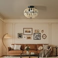 thumbnail image 4 of Boho Chic Beaded Fan Chandelier in Oak White - Mini 18.1in Lighting Fixture for Home Decor, 4 of 11