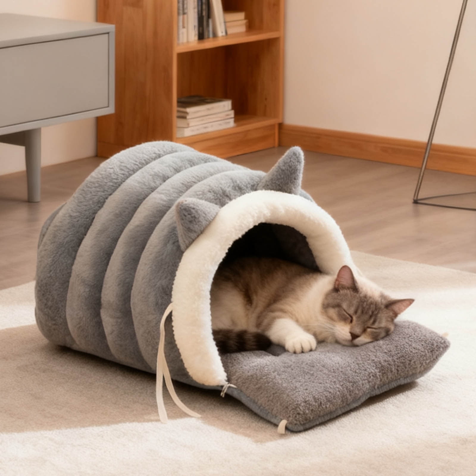 Pet Bed for Cats – Semi Enclosed Dog Cat Sleeping Space with Removable Washable Pad Cozy Indoor Calming for Pet Bed Category