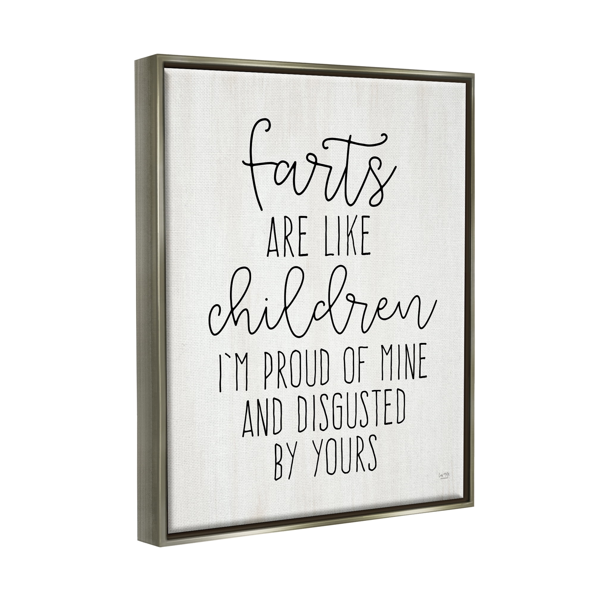 Stupell Farts Like Children Funny Bathroom Typography Painting Gray Floater Framed Art Print Wall Art