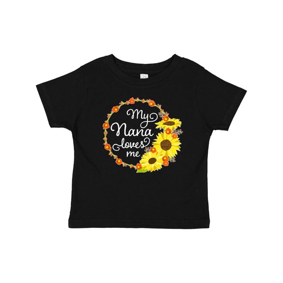 Inktastic My Nana Loves Me with Sunflower Wreath Boys or Girls Baby T-Shirt