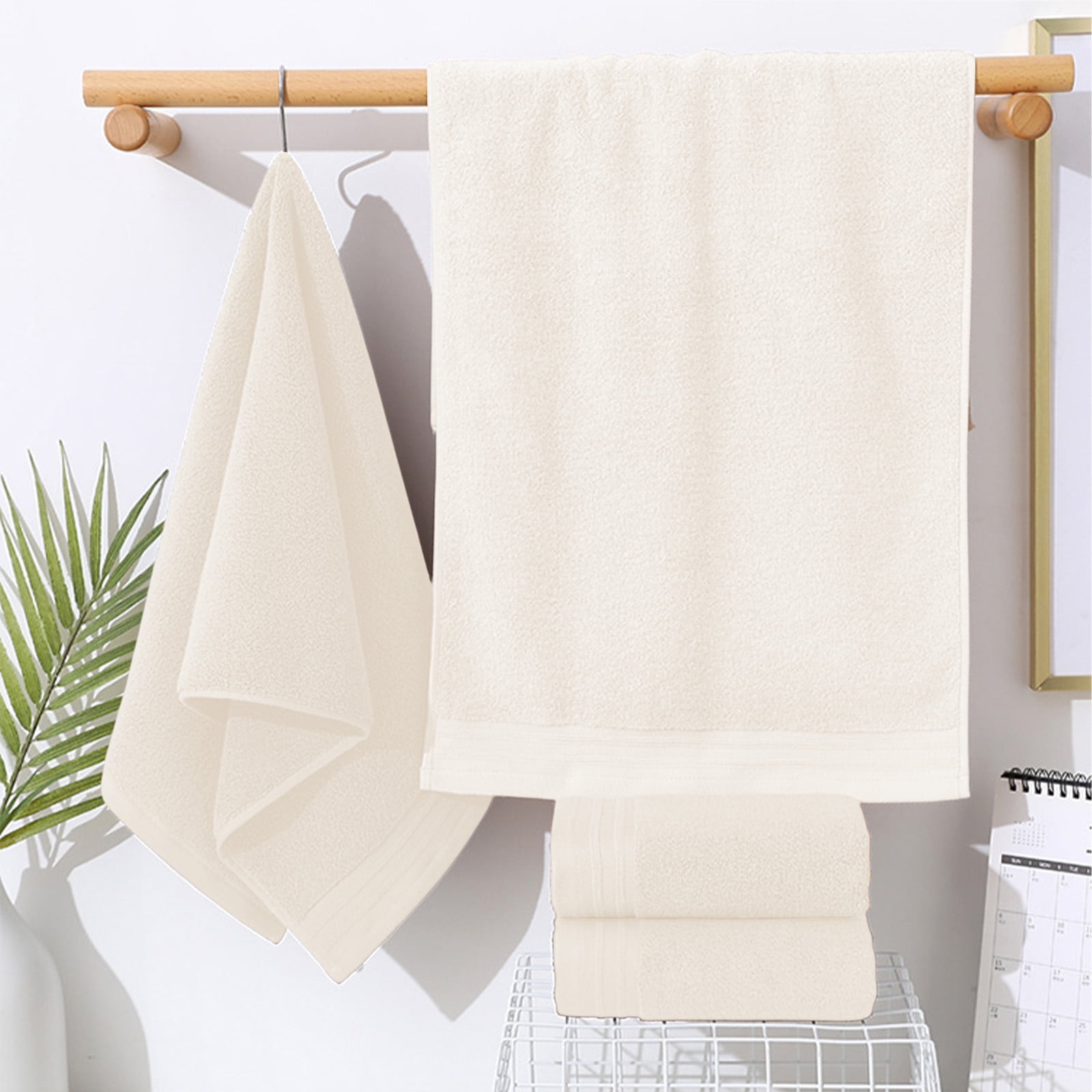 Set of 5 Thickened Face Towel Cotton Towel Washcloths Soft Facial Cloths 28” x 14” Spa-Like Feel Silky Face Cloth for Skin Cleansing (Beige)