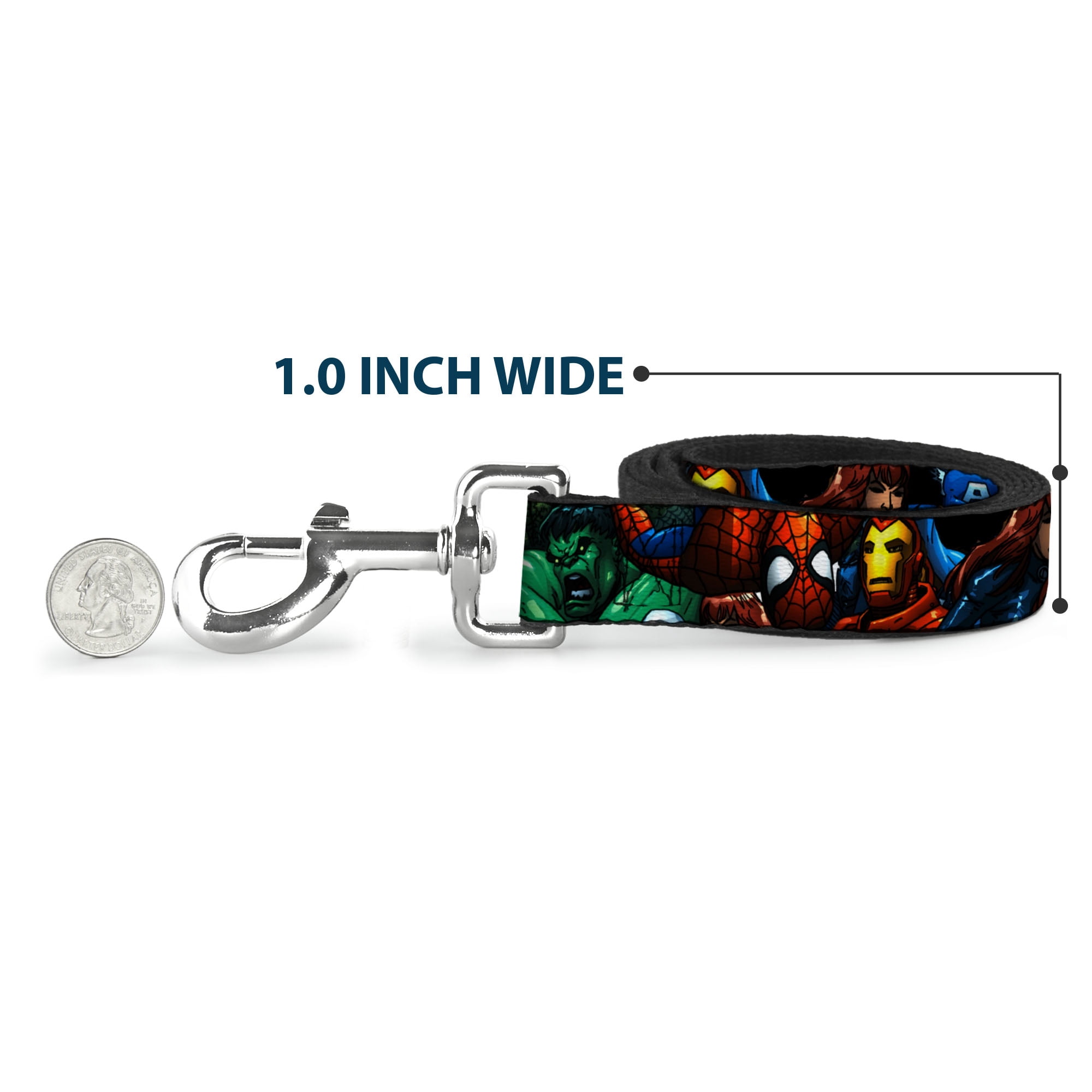 Marvel Comics Pet Leash, Dog Leash, Marvel Universe Superheroes Stacked, 6 Feet Long 1.0 Inch Wide