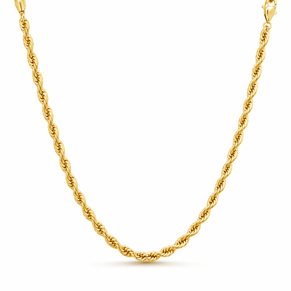 Bling Trax 14K Gold Filled Rope Chain Necklace, Cadena de Oro 3.8mm Diamond Cut Gold Chain for Men and Women, 24 Inch