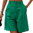 thumbnail image 4 of Womens Bermuda Shorts High Waist Loose Fit Wide Leg Pockets Breathable Knee Length Bermuda Long Shorts for Women, 4 of 8